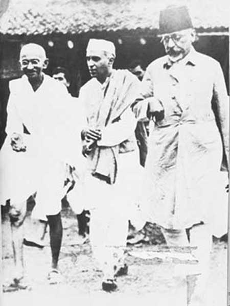 Eminent Freedom Fighters - Jawaharlal Nehru, Mahatma Gandhi and Maulana Abul Kalam Azad.jpg